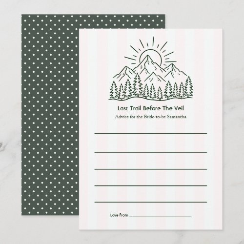 Last Trail Before the Veil Camping Bachelorette Advice Card