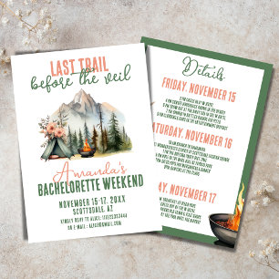 Last Trail Glamping Bachelorette Itinerary Weekend Invitation