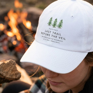 Last Trail Pine Forest Camping Bachelorette Party Hat