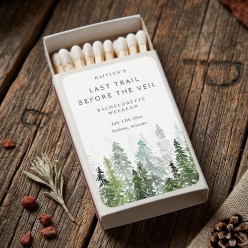 Last Trail Pine Forest Camping Bachelorette Party Matchboxes