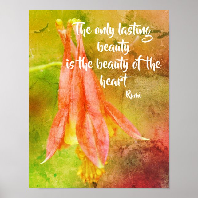 Lasting Beauty Columbine Inspirational Rumi Quote Poster (Front)
