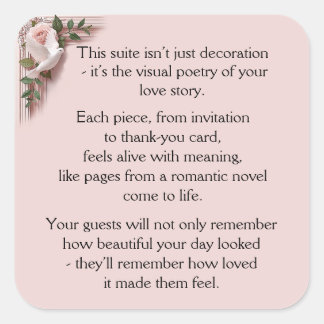 Lasting Impression - Pink Roses & Doves Square Sticker