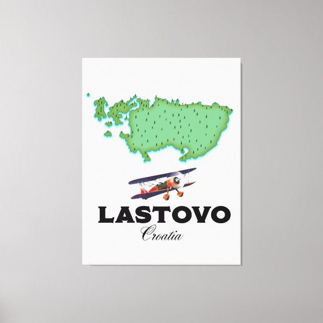 Lastovo Croatia map travel poster. Canvas Print (Front)