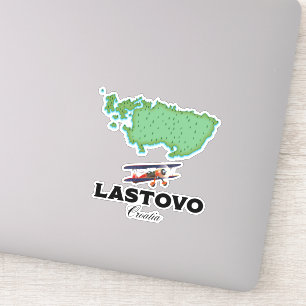 Lastovo Croatia map travel poster. Sticker