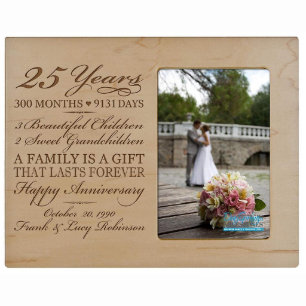 Lasts Forever 25th Anniversary Maple Photo Frame