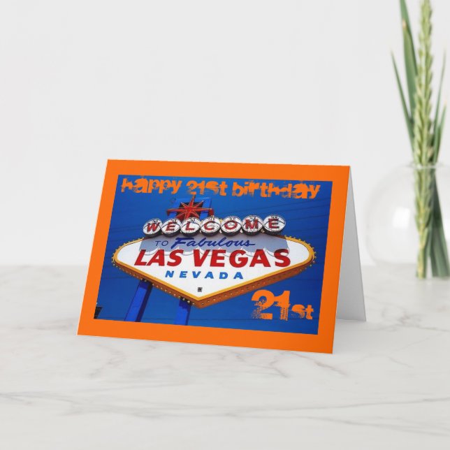 LasVegas_Sign, HAPPY 21ST BIRTHDAY, HAPPY 21ST ... Card (Front)