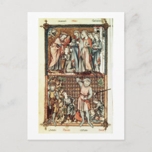 Lat 1023 f.7v David and Goliath with Saul by Le Be Postcard