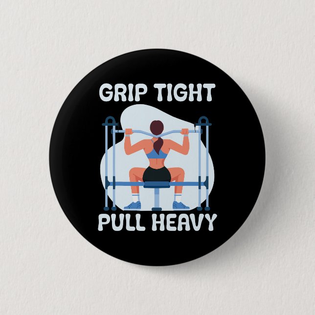 Lat Pulldown Exercise Bodybuilding Fitness Workout Button (Front)