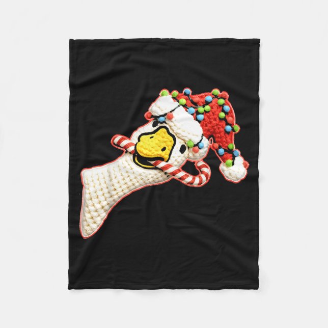 Latch Hook Faux Yarn Funny Goose Christmas Crochet Fleece Blanket (Front)