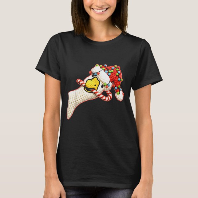 Latch Hook Faux Yarn Funny Goose Christmas Crochet T-Shirt (Front)