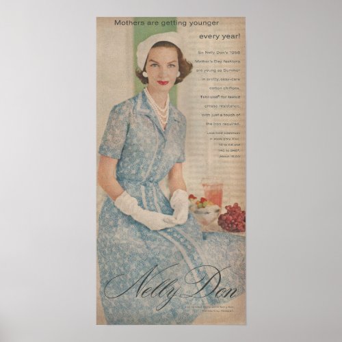Late 1950s Nelly Don Fashion Ad Poster
