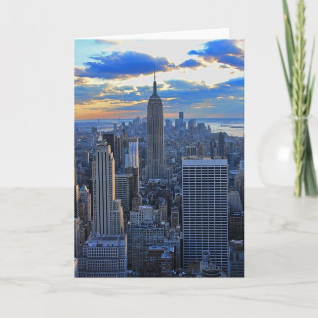 Late afternoon NYC Skyline as sunset approaches Card (Front)