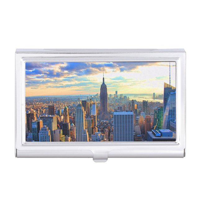 Late afternoon NYC Skyline as sunset approaches Case For Business Cards (Front)