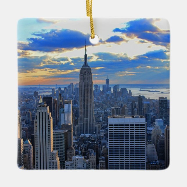Late afternoon NYC Skyline as sunset approaches Ceramic Ornament (Front)