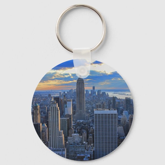Late afternoon NYC Skyline as sunset approaches Keychain (Front)