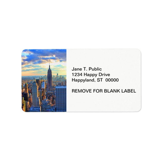 Late afternoon NYC Skyline as sunset approaches Label (Front)