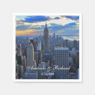 Late afternoon NYC Skyline as sunset approaches Paper Napkins