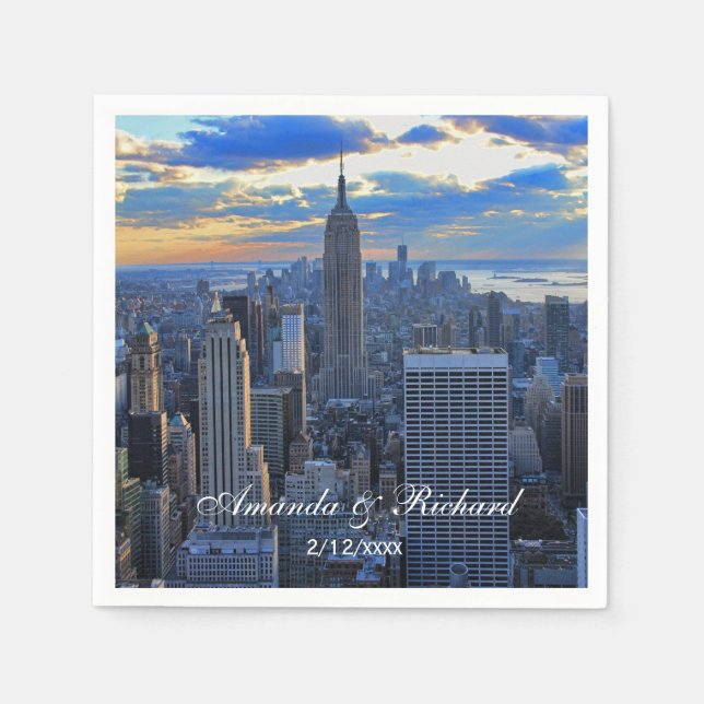 Late afternoon NYC Skyline as sunset approaches Paper Napkins (Front)