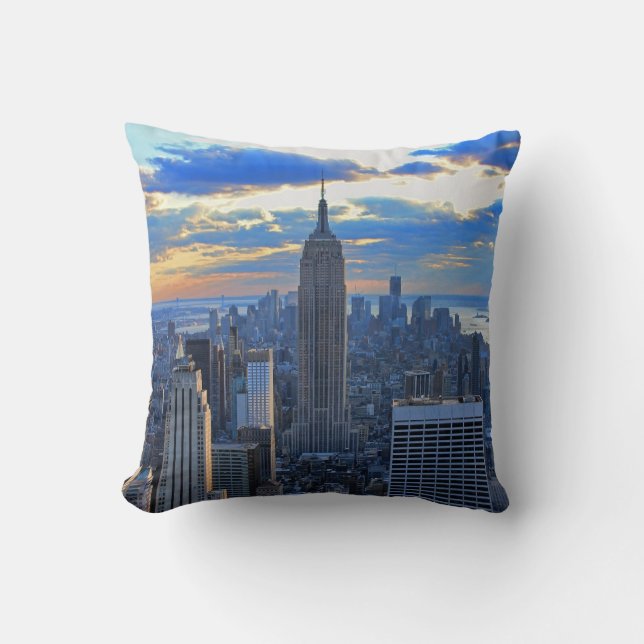 Late afternoon NYC Skyline as sunset approaches Throw Pillow (Front)