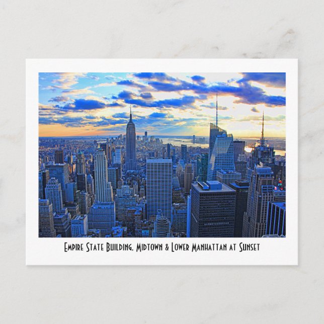 Late afternoon NYC Skyline as sunset approaches W Postcard (Front)