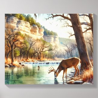 Late Fall Buck Deer Nature Landscape  Canvas Photo Tile