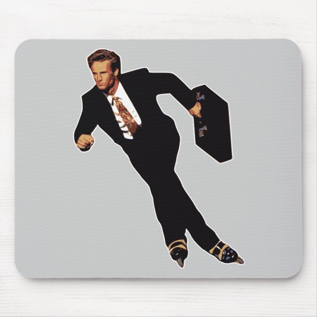 Late For Business Rollerblade Skater Meme Mouse Pad (Front)