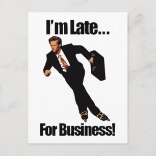 Late For Business Rollerblade Skater Meme Postcard