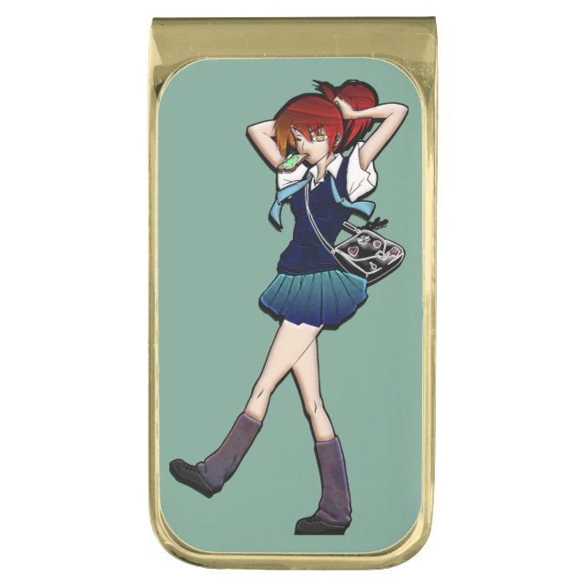 Late for Class, Ready for Action Gold Finish Money Clip (Front Vertical)