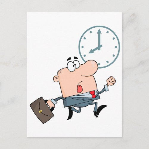 late for work funny cartoon postcard