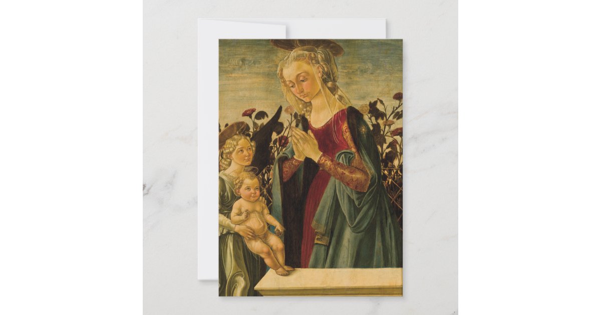 Italian Renaissance Script Invitation Late Italian Renaissance Madonna, Child and Angel Invitation | Zazzle