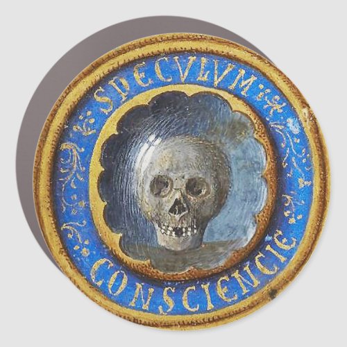 Late Medieval Manuscript Skull  Car Magnet