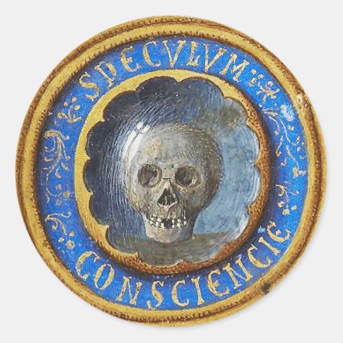 Late Medieval Manuscript Skull  Classic Round Sticker