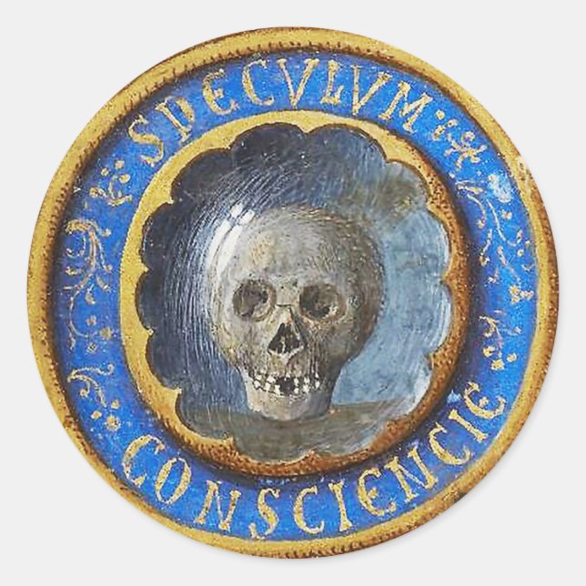 Late Medieval Manuscript Skull  Classic Round Sticker (Front)