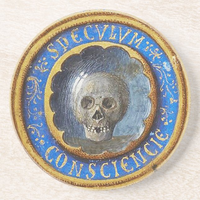 Late Medieval Manuscript Skull  Coaster (Front)