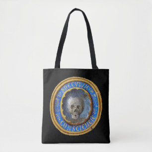 Late Medieval Manuscript Skull Tote Bag