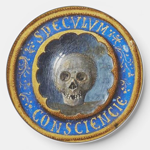 Late Medieval Manuscript Skull  Wireless Charger