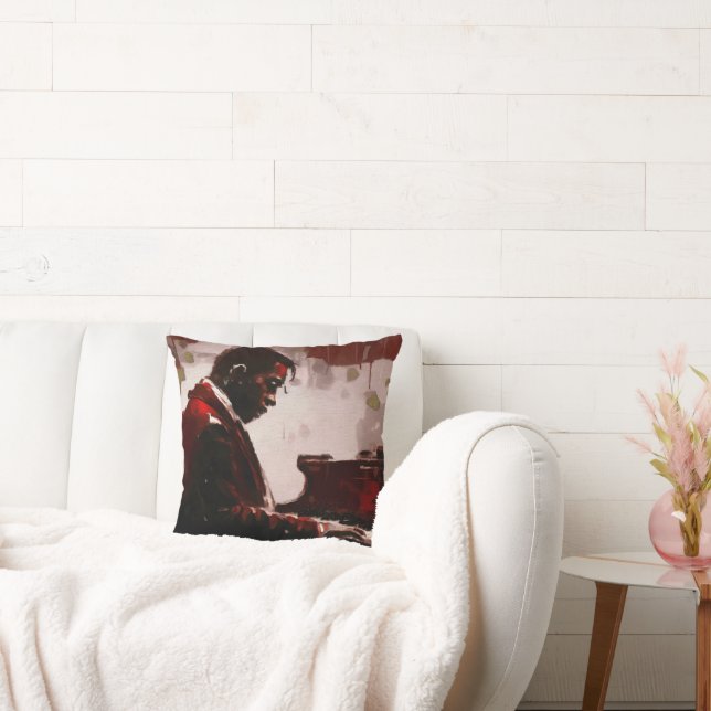 Late night bar pianist throw pillow (Couch)