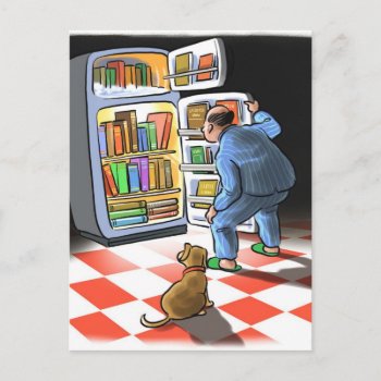 Late Night Book Snack Postcard by timfoleyillo at Zazzle
