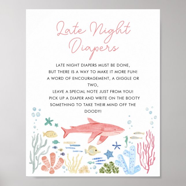  Late Night Daipers Under The Sea Baby Shower Poster (Front)