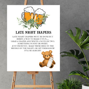 Late Night Diaper Game a baby is brewing theme Poster