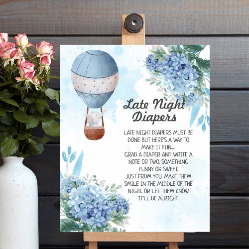 Late Night Diaper Game Elephant hot air balloon Poster