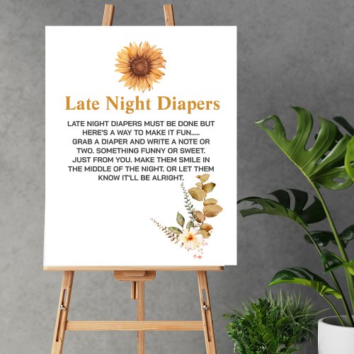 Late Night Diaper Game Fall Sunflower Greenery Poster