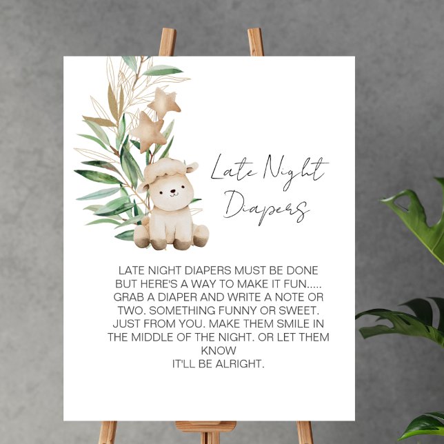 Late Night Diaper Game Sweet Little Lamb Greenery Poster (Creator Uploaded)