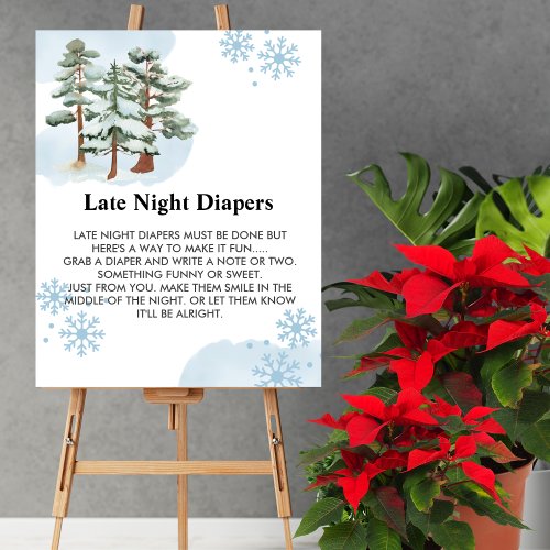 Late Night Diaper Game Winter Wonderland Snowflake Poster