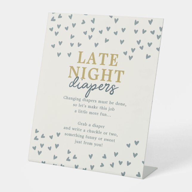 Late Night Diaper Little Sweetheart Boy Hearts Pedestal Sign (Front)