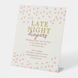 Late Night Diaper Little Sweetheart Girl Hearts Pedestal Sign
