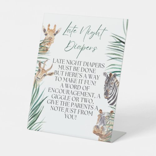 Late Night Diaper Oh Boy Safari Jungle Baby Shower Pedestal Sign