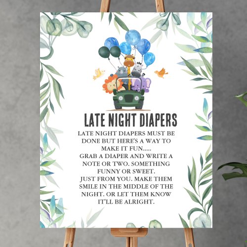 Late Night Diaper Safari Animals Jeep Adventure  Poster