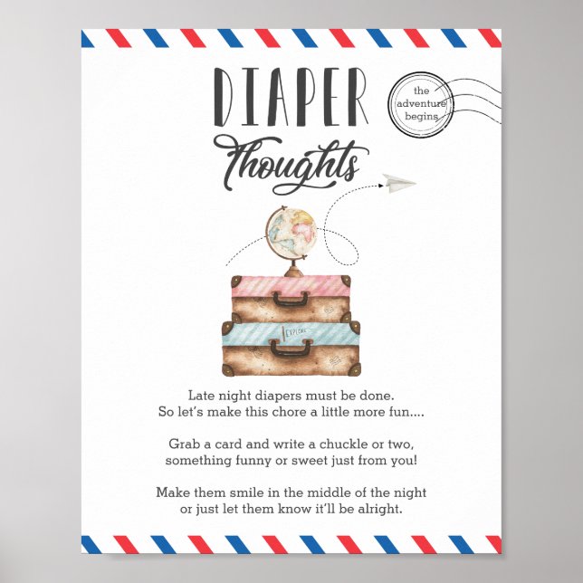 Late Night Diaper Thoughts Baby Shower Activity Poster (Front)