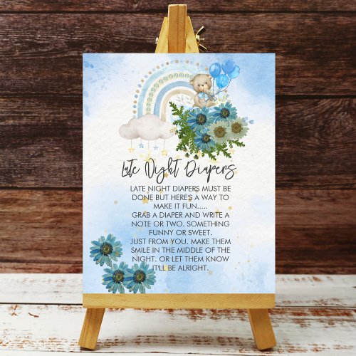 Late Night Diaper We Can Bearly Wait Boho Rainbow Poster